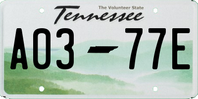 TN license plate A0377E