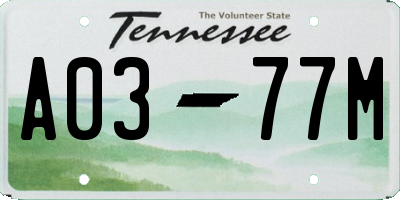 TN license plate A0377M
