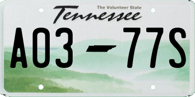 TN license plate A0377S