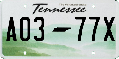 TN license plate A0377X