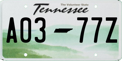 TN license plate A0377Z