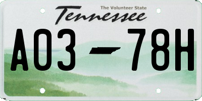 TN license plate A0378H