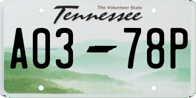 TN license plate A0378P