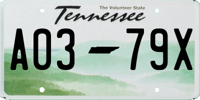 TN license plate A0379X