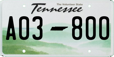 TN license plate A0380O