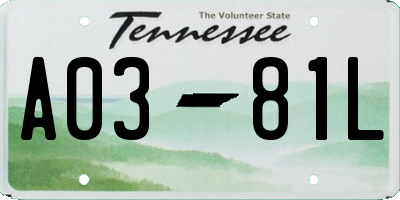 TN license plate A0381L