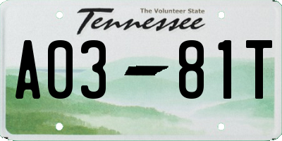 TN license plate A0381T