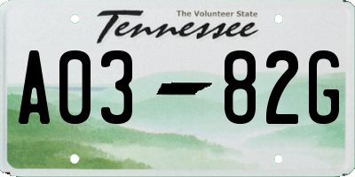 TN license plate A0382G