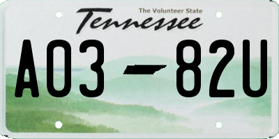 TN license plate A0382U