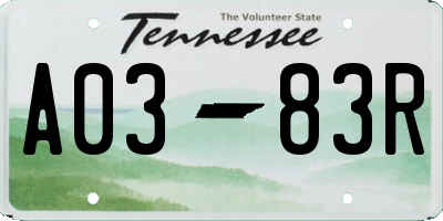 TN license plate A0383R