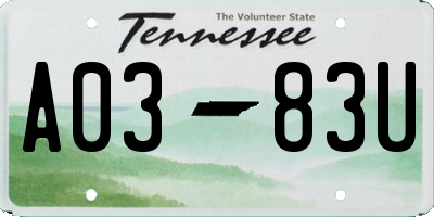 TN license plate A0383U