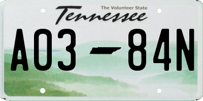 TN license plate A0384N