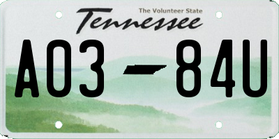 TN license plate A0384U