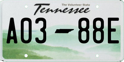 TN license plate A0388E