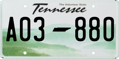 TN license plate A0388O