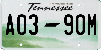 TN license plate A0390M