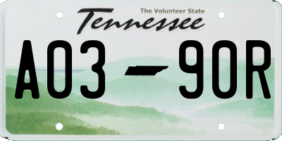 TN license plate A0390R