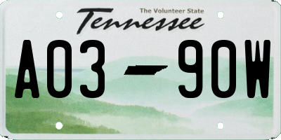 TN license plate A0390W