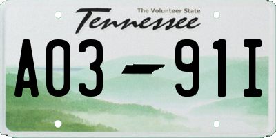 TN license plate A0391I