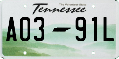 TN license plate A0391L