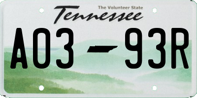TN license plate A0393R