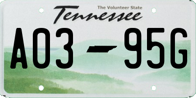 TN license plate A0395G