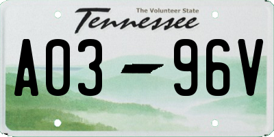 TN license plate A0396V