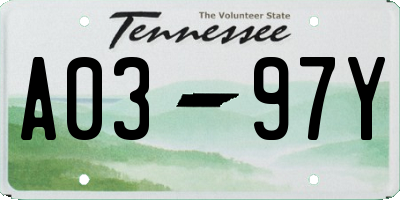 TN license plate A0397Y