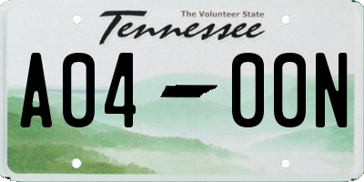 TN license plate A0400N