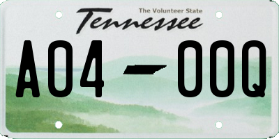 TN license plate A0400Q