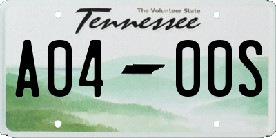 TN license plate A0400S