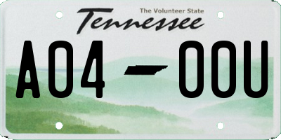 TN license plate A0400U