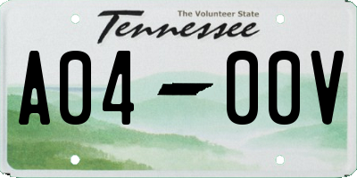 TN license plate A0400V