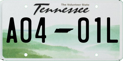 TN license plate A0401L