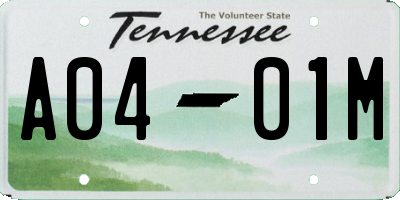 TN license plate A0401M