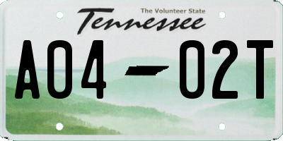 TN license plate A0402T