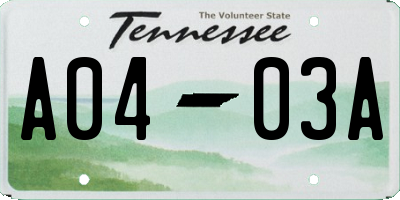 TN license plate A0403A
