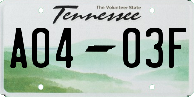 TN license plate A0403F