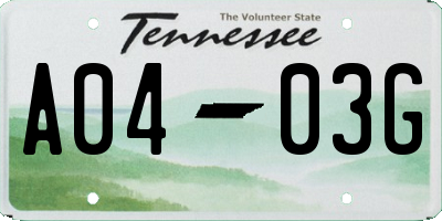 TN license plate A0403G