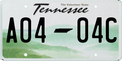 TN license plate A0404C