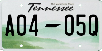 TN license plate A0405Q