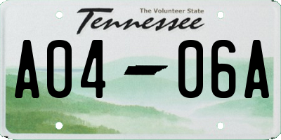 TN license plate A0406A