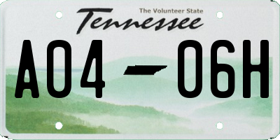 TN license plate A0406H