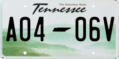 TN license plate A0406V