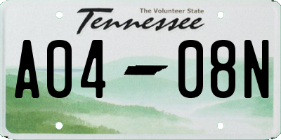 TN license plate A0408N
