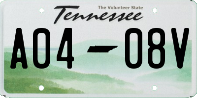 TN license plate A0408V
