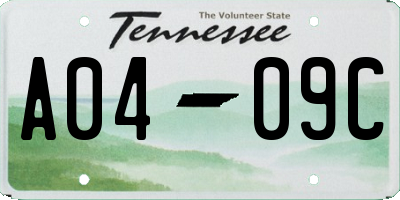 TN license plate A0409C