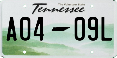 TN license plate A0409L