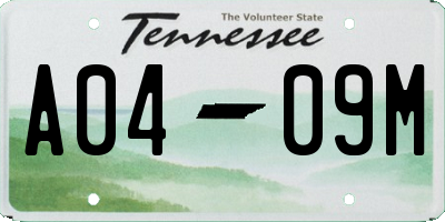 TN license plate A0409M