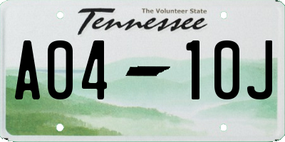 TN license plate A0410J